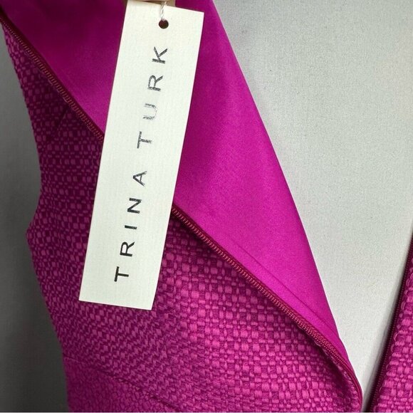Trina Turk Women's NWT Purple Jacquard Designer Luxury Sheath Dress 6/C36 - Picture 7 of 8